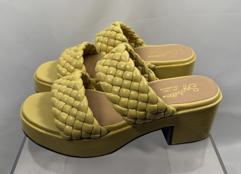 Seychelles Novelty Braided Leather Sandals – Butter Yellow 7 Womens Leather
